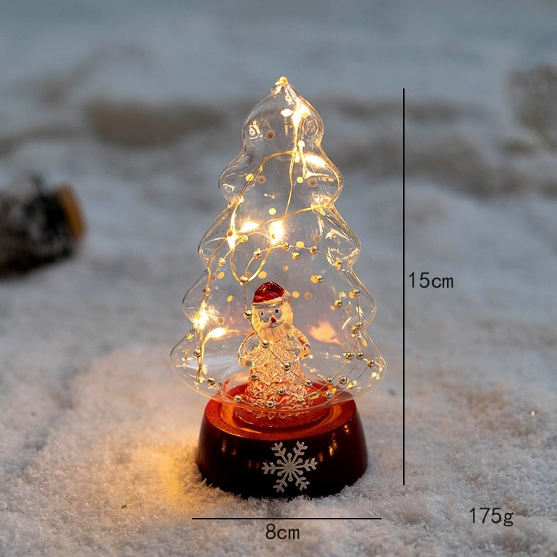 Men's Pre-Lit LED Glass Christmas Tree with Star Topper for Tabletop - Image 7