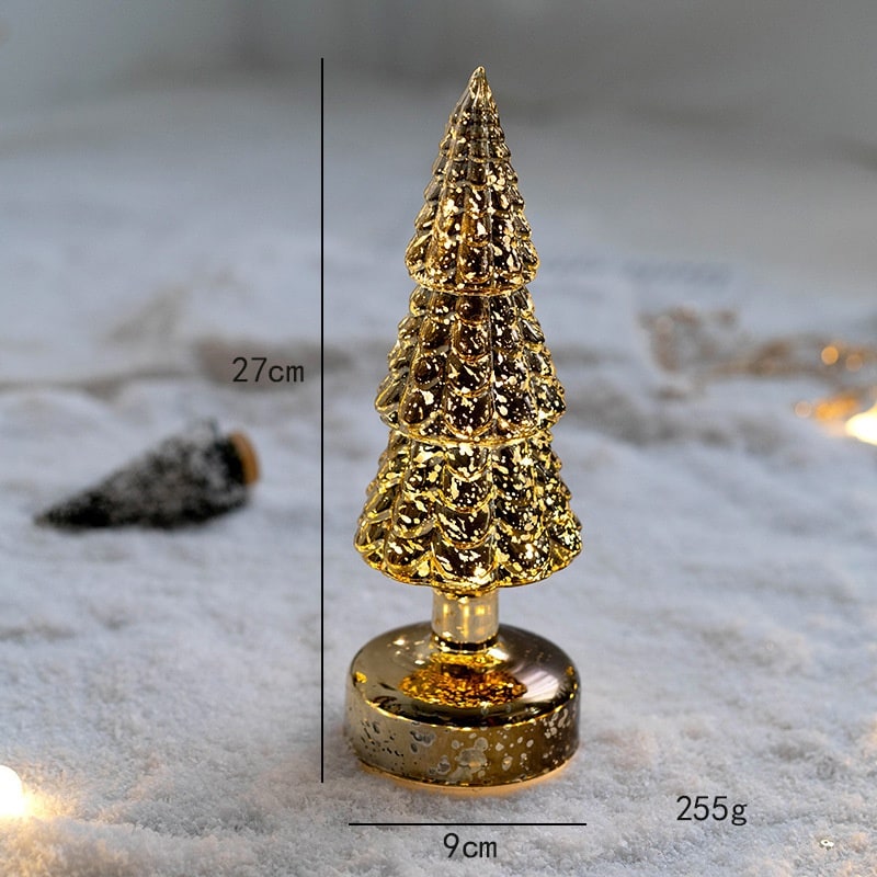 Men's Pre-Lit LED Glass Christmas Tree with Star Topper for Tabletop - Image 8