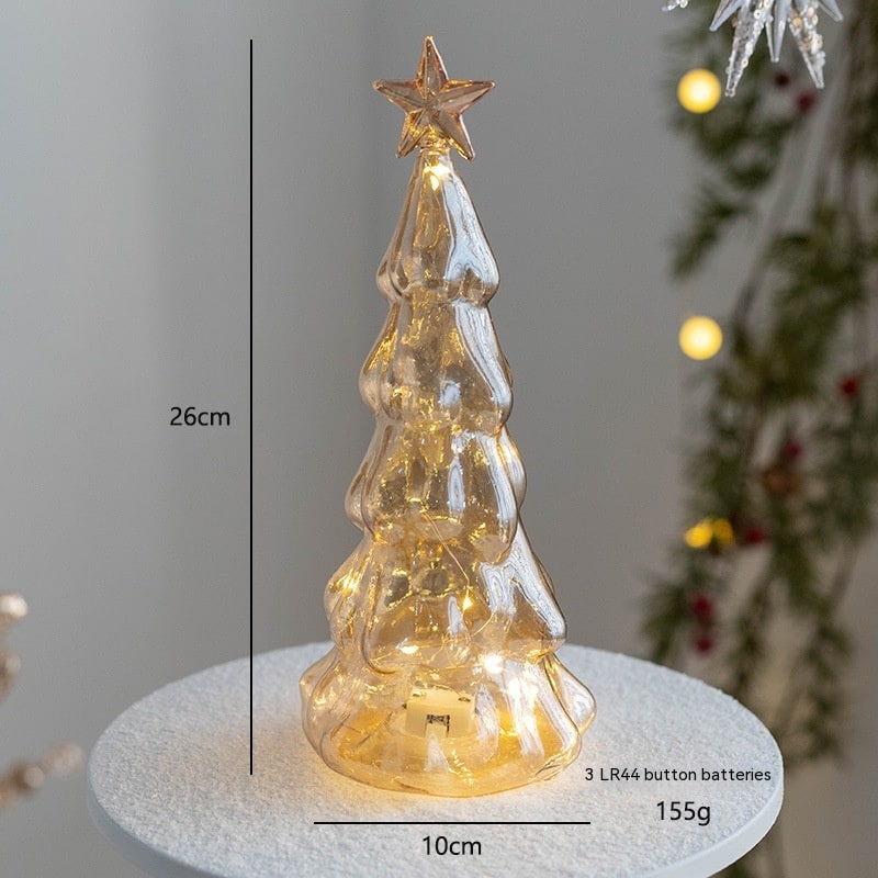 Men's Pre-Lit LED Glass Christmas Tree with Star Topper for Tabletop - Image 9