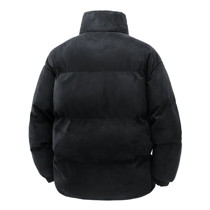 Men's Puffer Jacket Winter Quilted with Stand Collar and Faux Suede - Image 5