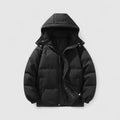 Men's Puffer Jacket with Detachable Hood and Quilted Padding for Winter - Image 1