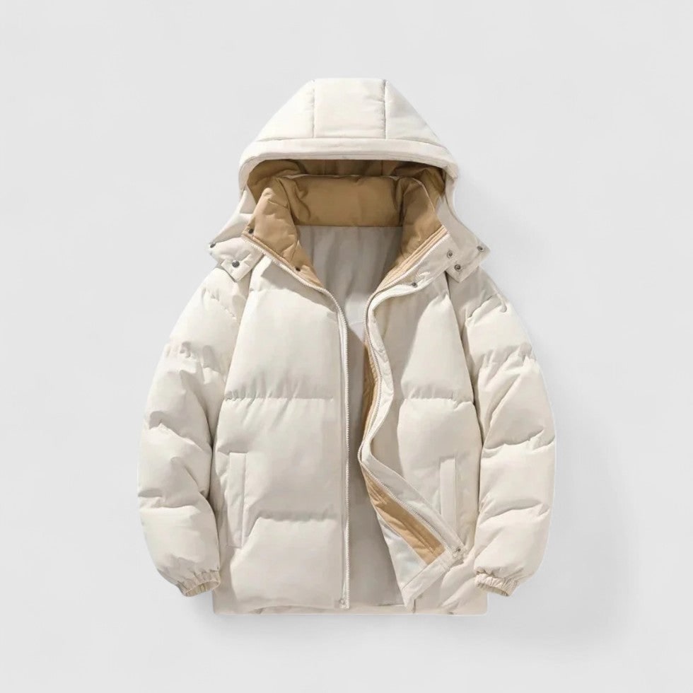 Men's Puffer Jacket with Detachable Hood and Quilted Padding for Winter - Image 3