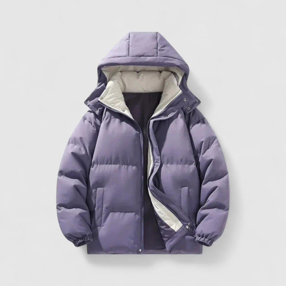 Men's Puffer Jacket with Detachable Hood and Quilted Padding for Winter - Image 4