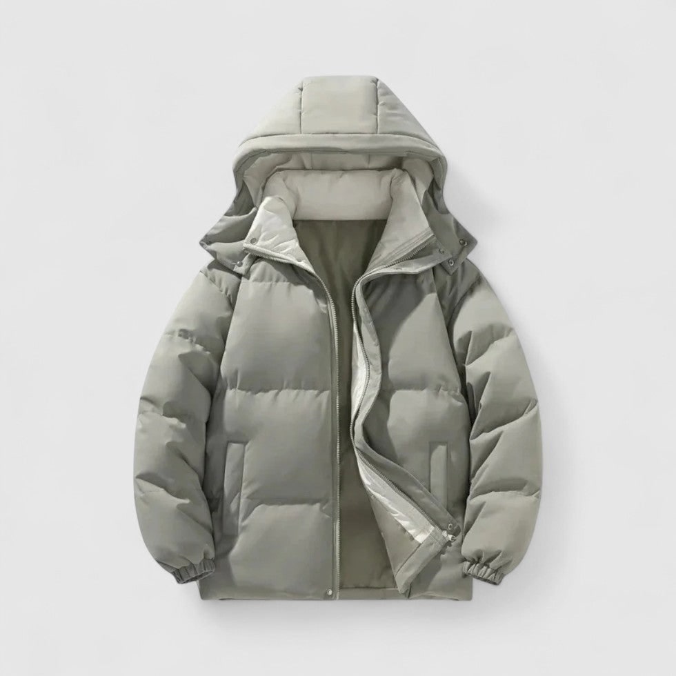Men's Puffer Jacket with Detachable Hood and Quilted Padding for Winter - Image 5
