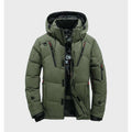 Men's Puffer Jacket with Insulated Quilted Design Hood and Multiple Zippered Pockets - Image 3