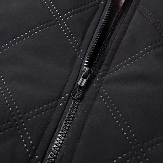 Men's Quilted Jacket with Diamond Quilting Fleece Lining and Stand Collar - Image 7