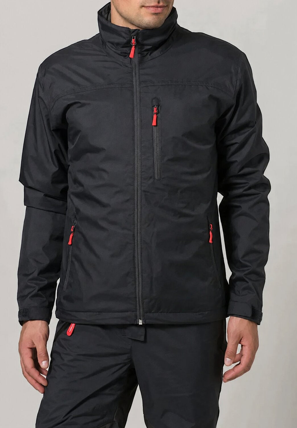 Men's Rain Jacket Windbreaker with Water-Resistant Zip Closure and Fleece Collar - Image 1