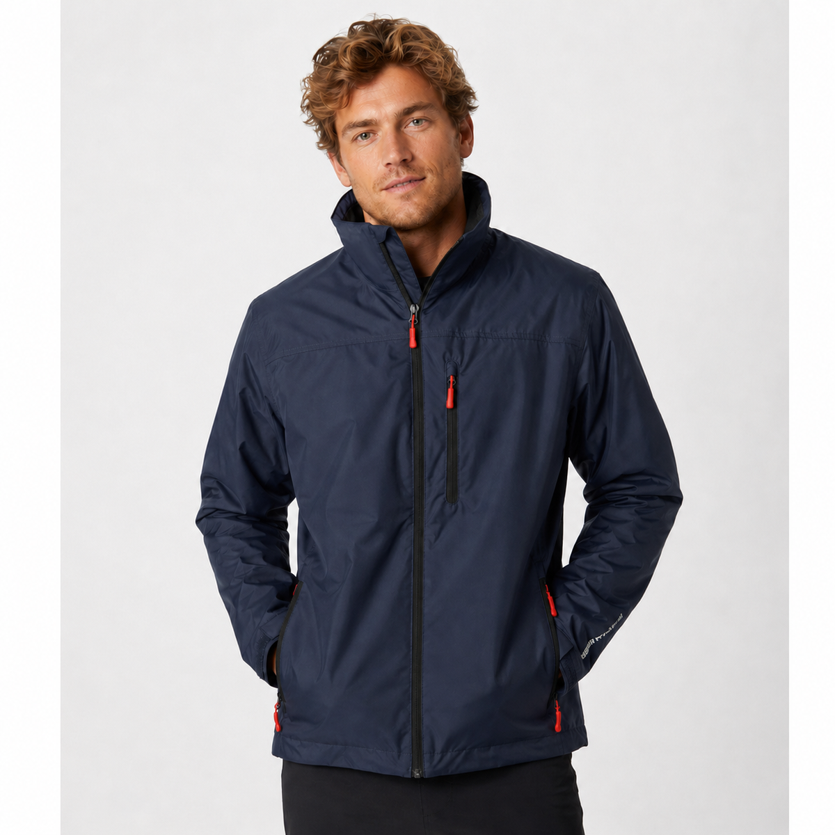 Men's Rain Jacket Windbreaker with Water-Resistant Zip Closure and Fleece Collar - Image 4
