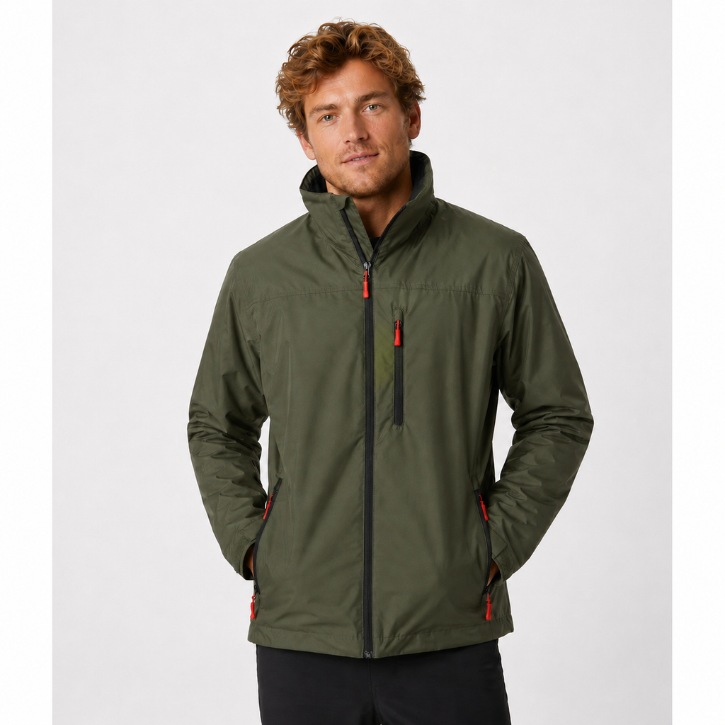 Men's Rain Jacket Windbreaker with Water-Resistant Zip Closure and Fleece Collar - Image 5