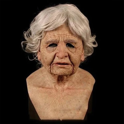 Men's Realistic Silicone Old Man Mask with Extended Chest Bib and Hair Details - Image 14