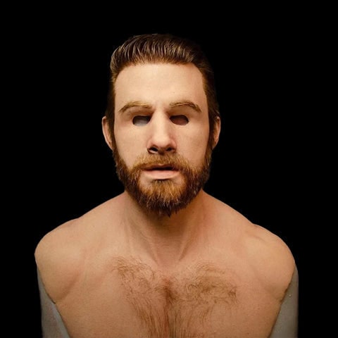 Men's Realistic Silicone Old Man Mask with Extended Chest Bib and Hair Details - Image 15