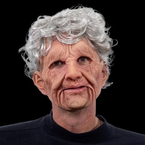 Men's Realistic Silicone Old Man Mask with Extended Chest Bib and Hair Details - Image 18