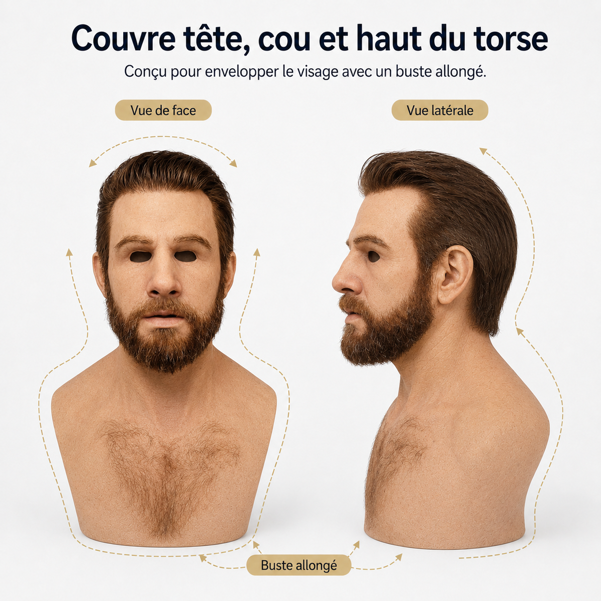 Men's Realistic Silicone Old Man Mask with Extended Chest Bib and Hair Details - Image 7