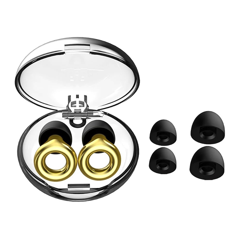 Men's Reusable Silicone Earplugs with Noise Reduction Ring Design and Storage Case - Image 3