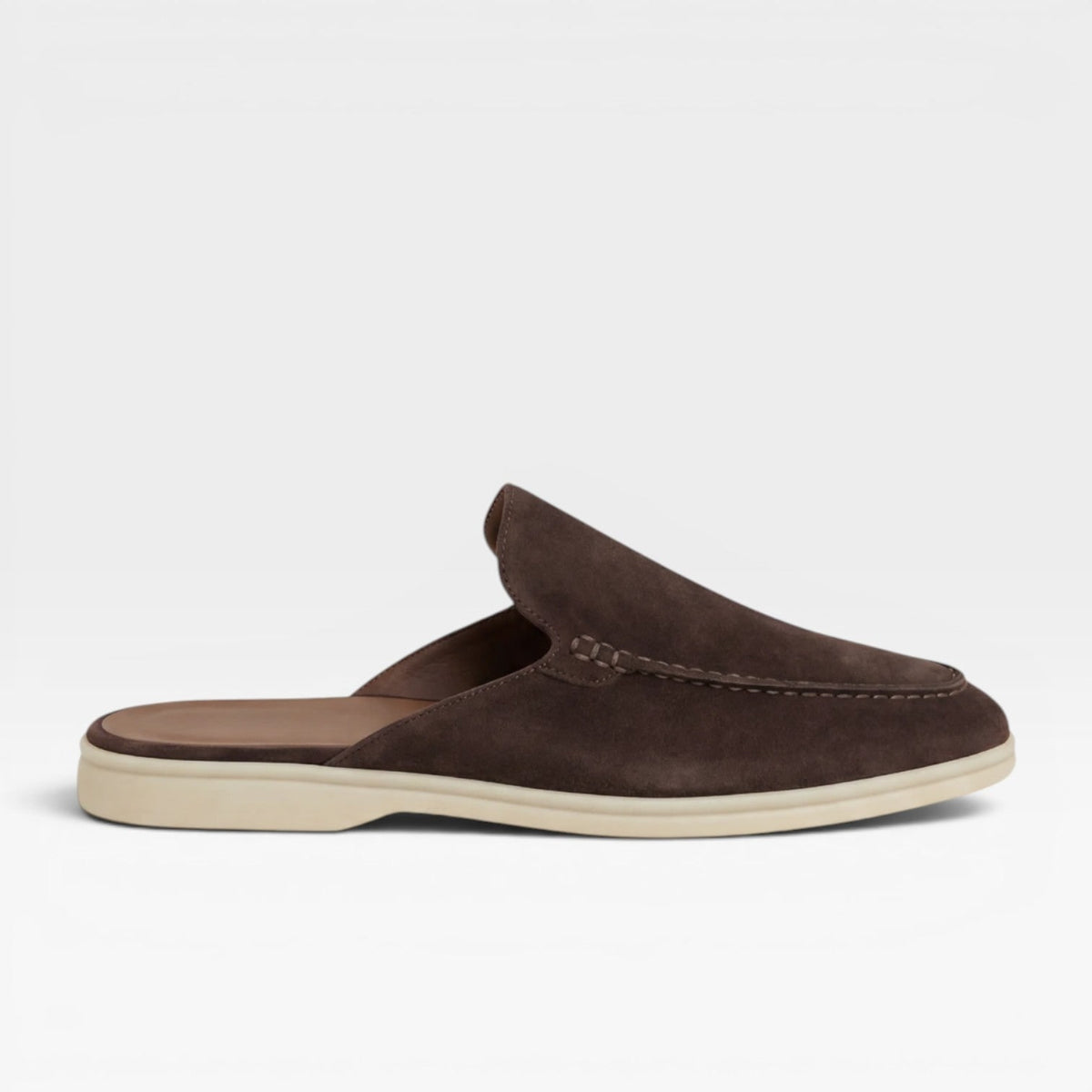 Men's Slip on Suede Loafers with Moccasin Stitched Toe and Backless Mule Design - Image 11