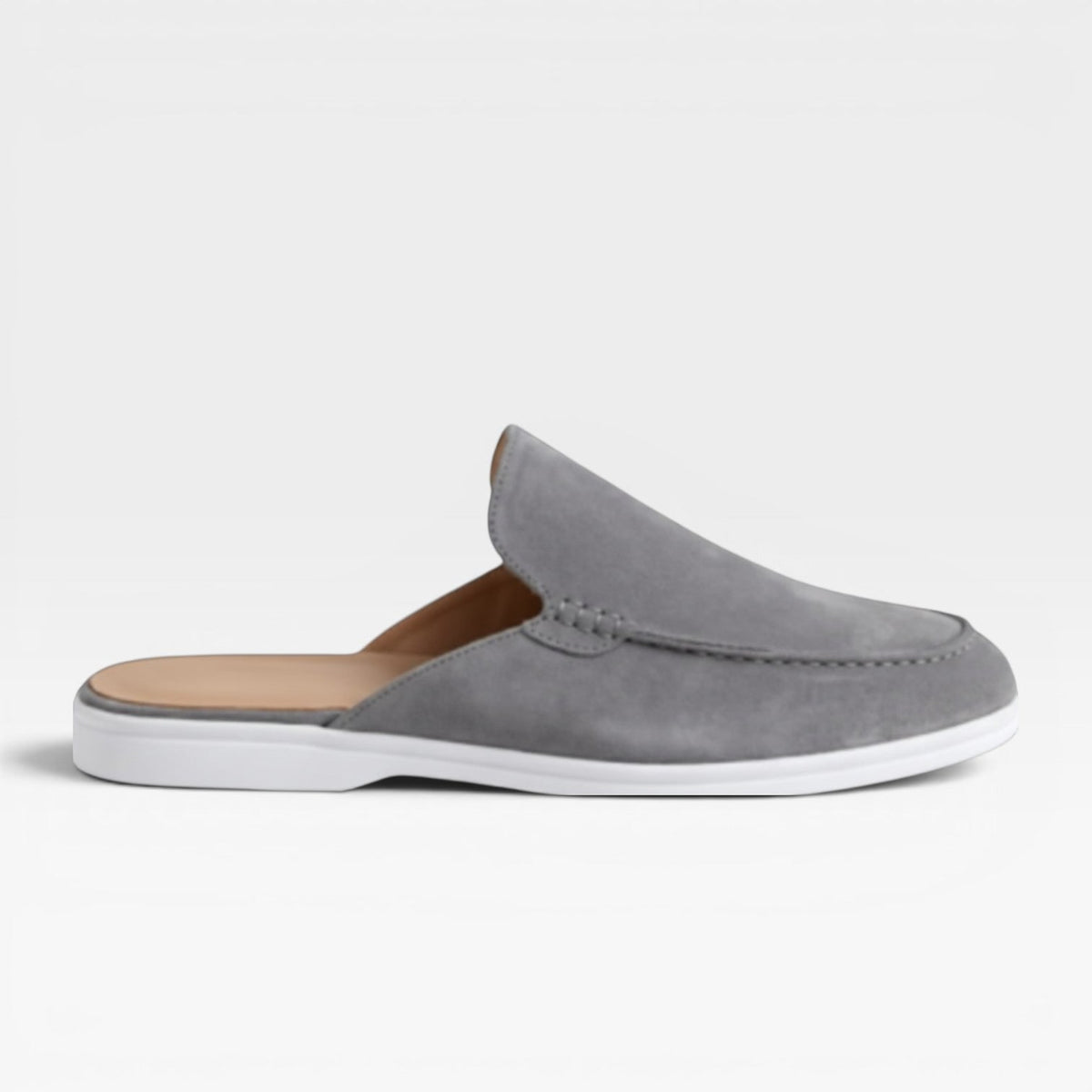 Men's Slip on Suede Loafers with Moccasin Stitched Toe and Backless Mule Design - Image 13