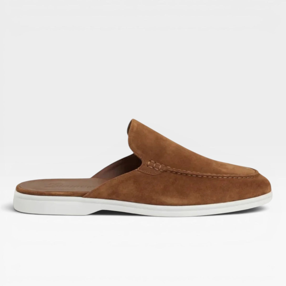 Men's Slip on Suede Loafers with Moccasin Stitched Toe and Backless Mule Design - Image 14