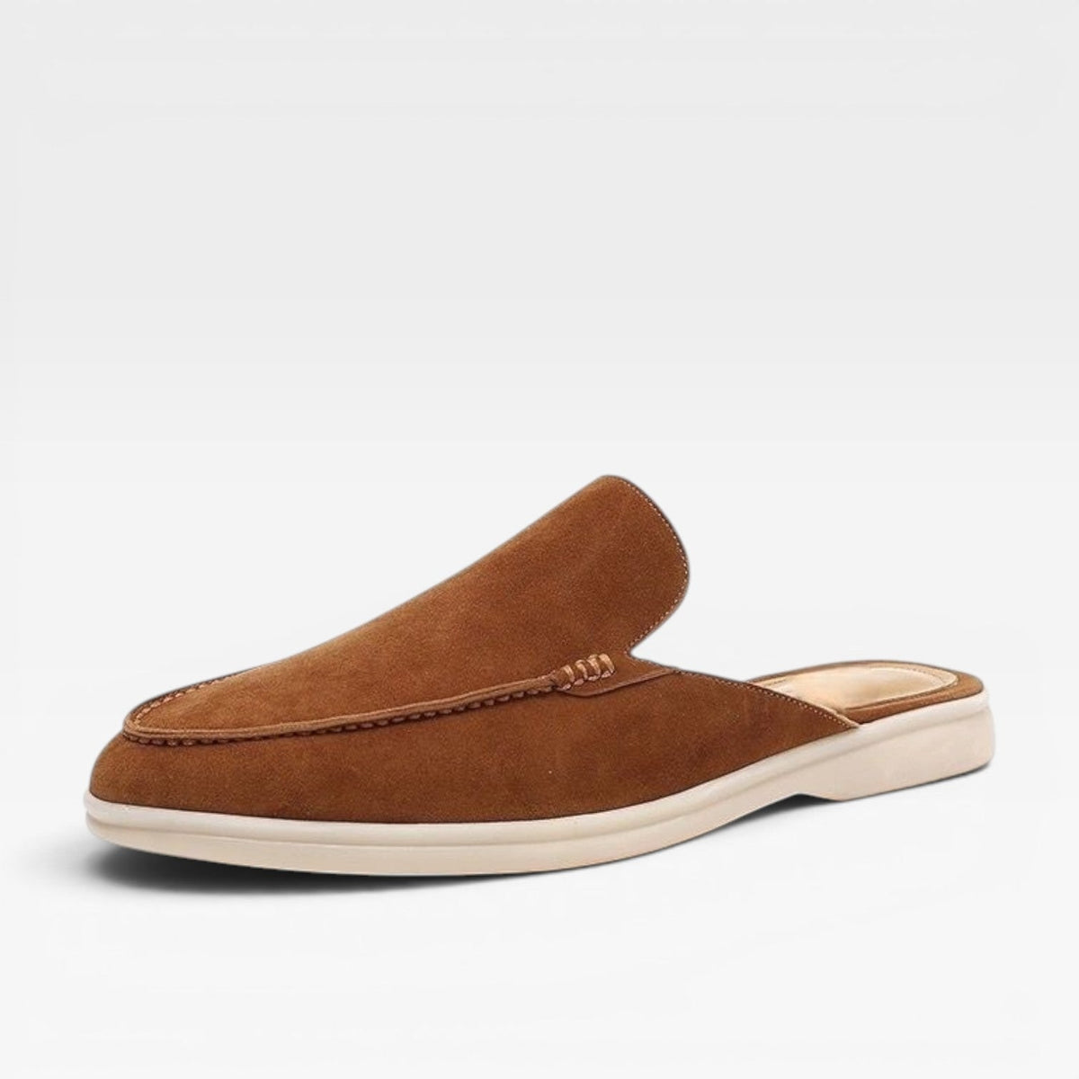 Men's Slip on Suede Loafers with Moccasin Stitched Toe and Backless Mule Design - Image 15