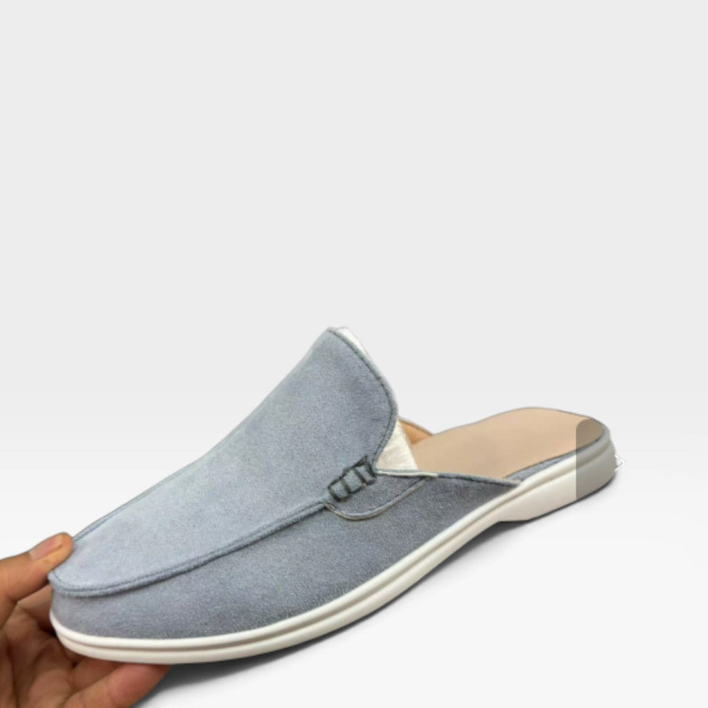 Men's Slip on Suede Loafers with Moccasin Stitched Toe and Backless Mule Design - Image 16