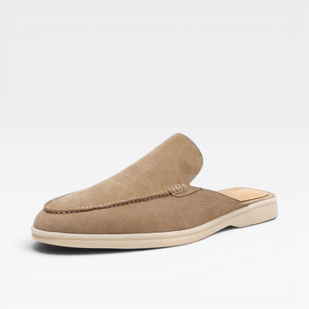 Men's Slip on Suede Loafers with Moccasin Stitched Toe and Backless Mule Design - Image 2