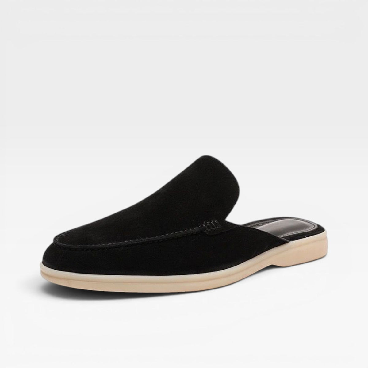 Men's Slip on Suede Loafers with Moccasin Stitched Toe and Backless Mule Design - Image 4