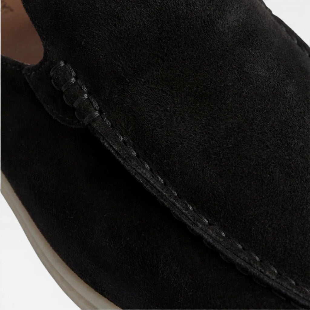 Men's Slip on Suede Loafers with Moccasin Stitched Toe and Backless Mule Design - Image 5