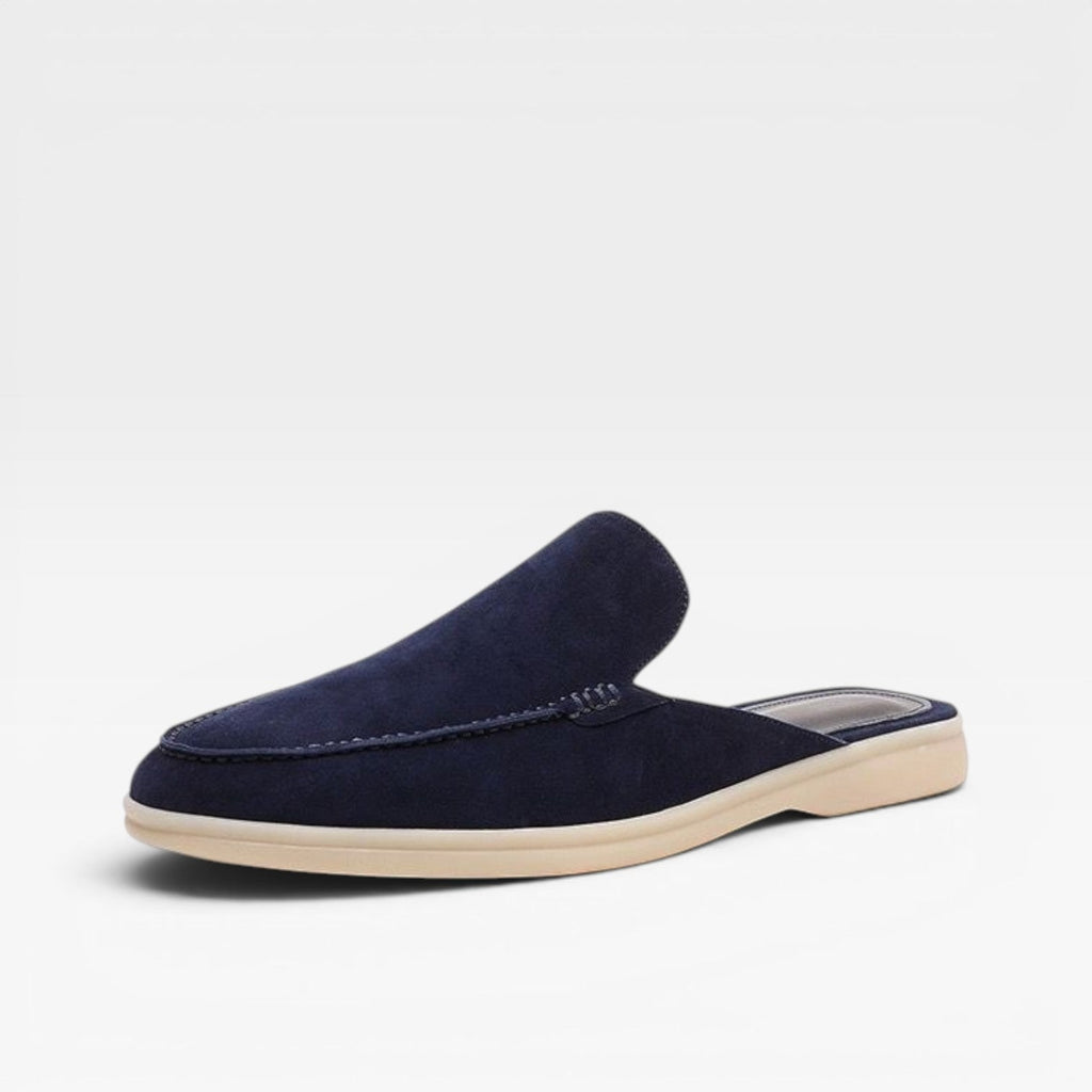 Men's Slip on Suede Loafers with Moccasin Stitched Toe and Backless Mule Design - Image 9