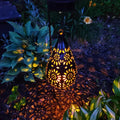 Men's Solar Powered Hanging Outdoor Lantern with Floral Cutout and Decorative Shadow - Image 1
