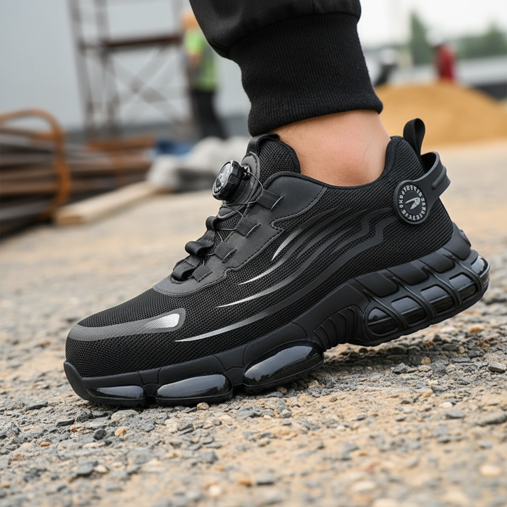 Men's Steel Toe Shoes Safety Sneakers with Rotary Dial Closure and Cushioned Sole - Image 1