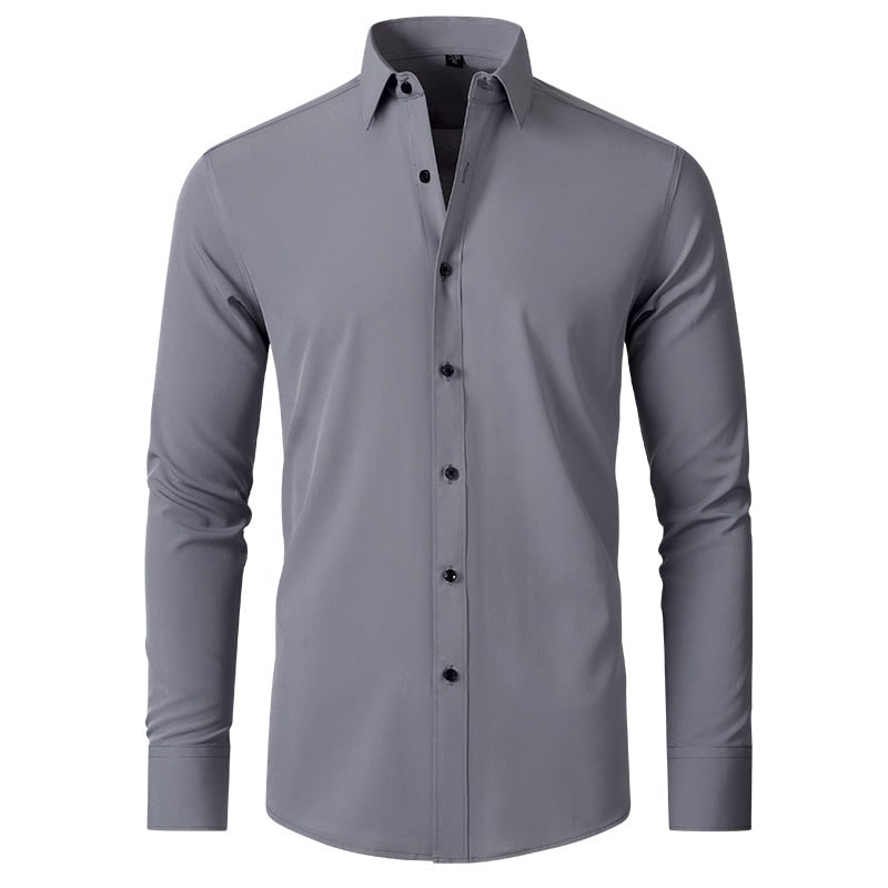 Men's Stretch Button Down Dress Shirt with Elastic Material and Breathable Comfort - Image 11