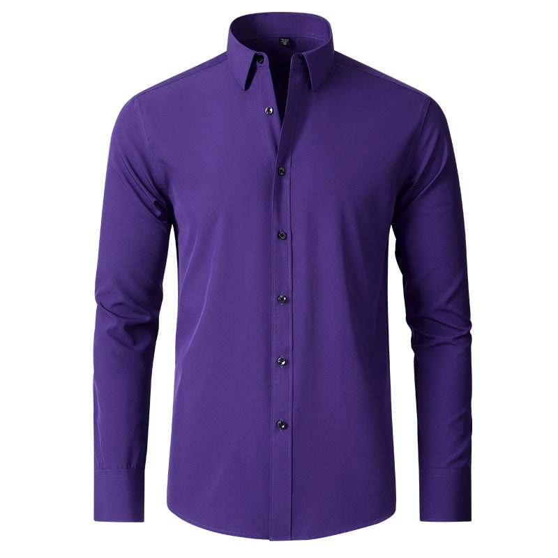 Men's Stretch Button Down Dress Shirt with Elastic Material and Breathable Comfort - Image 14