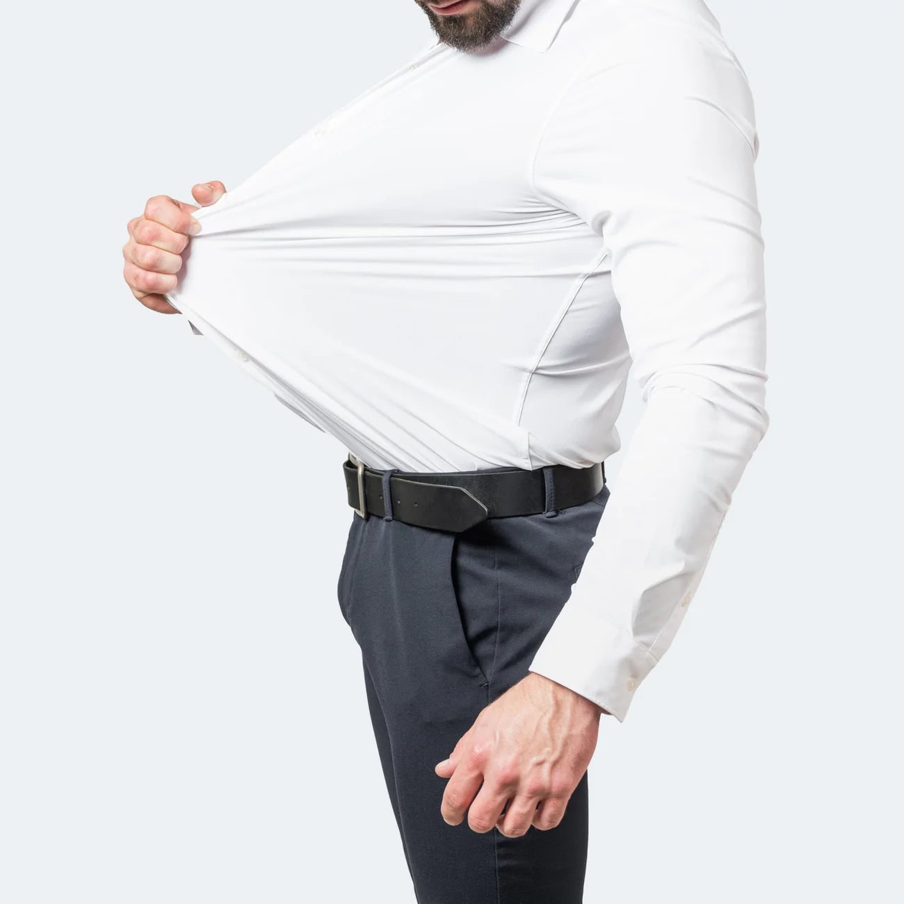 Men's Stretch Button Down Dress Shirt with Elastic Material and Breathable Comfort - Image 3