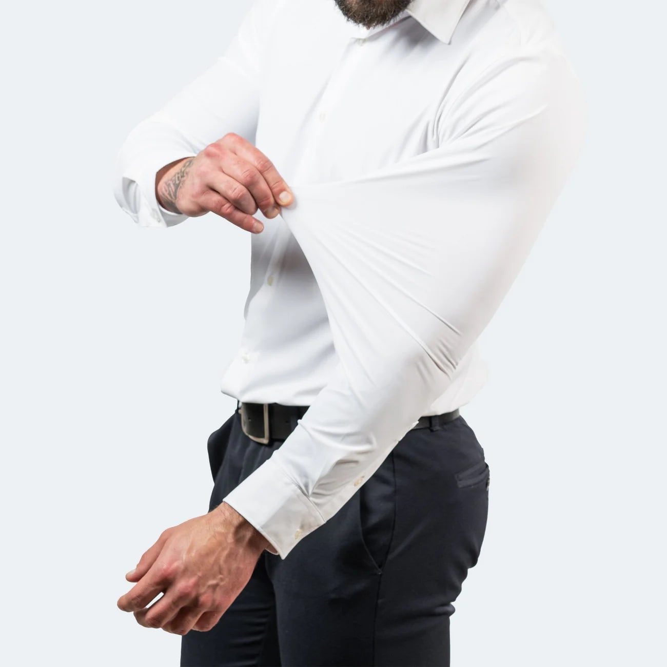 Men's Stretch Button Down Dress Shirt with Elastic Material and Breathable Comfort - Image 4