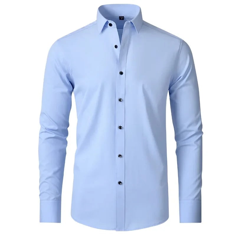 Men's Stretch Button Down Dress Shirt with Elastic Material and Breathable Comfort - Image 7