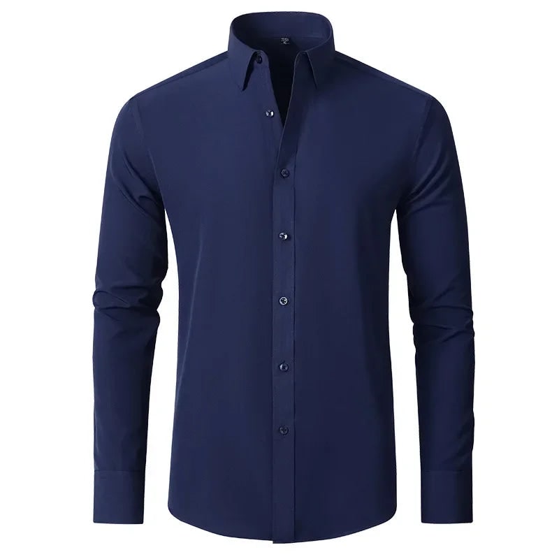 Men's Stretch Button Down Dress Shirt with Elastic Material and Breathable Comfort - Image 9