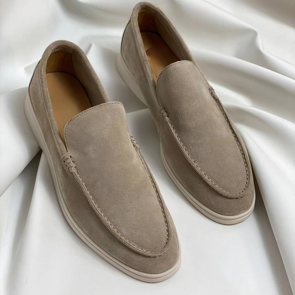 Men's Suede Slip-On Loafers Casual with Sole and Contrast Stitching - Image 1