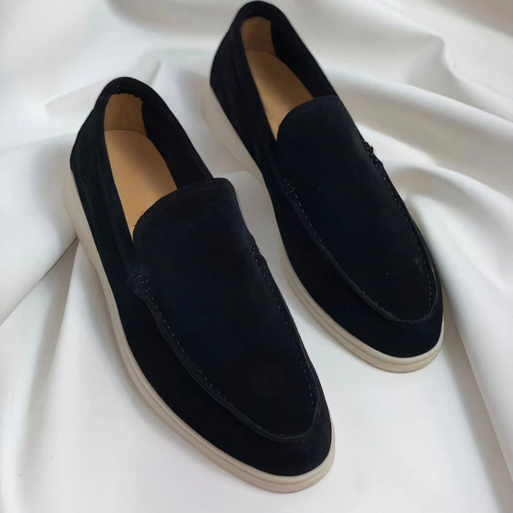 Men's Suede Slip-On Loafers Casual with Sole and Contrast Stitching - Image 3