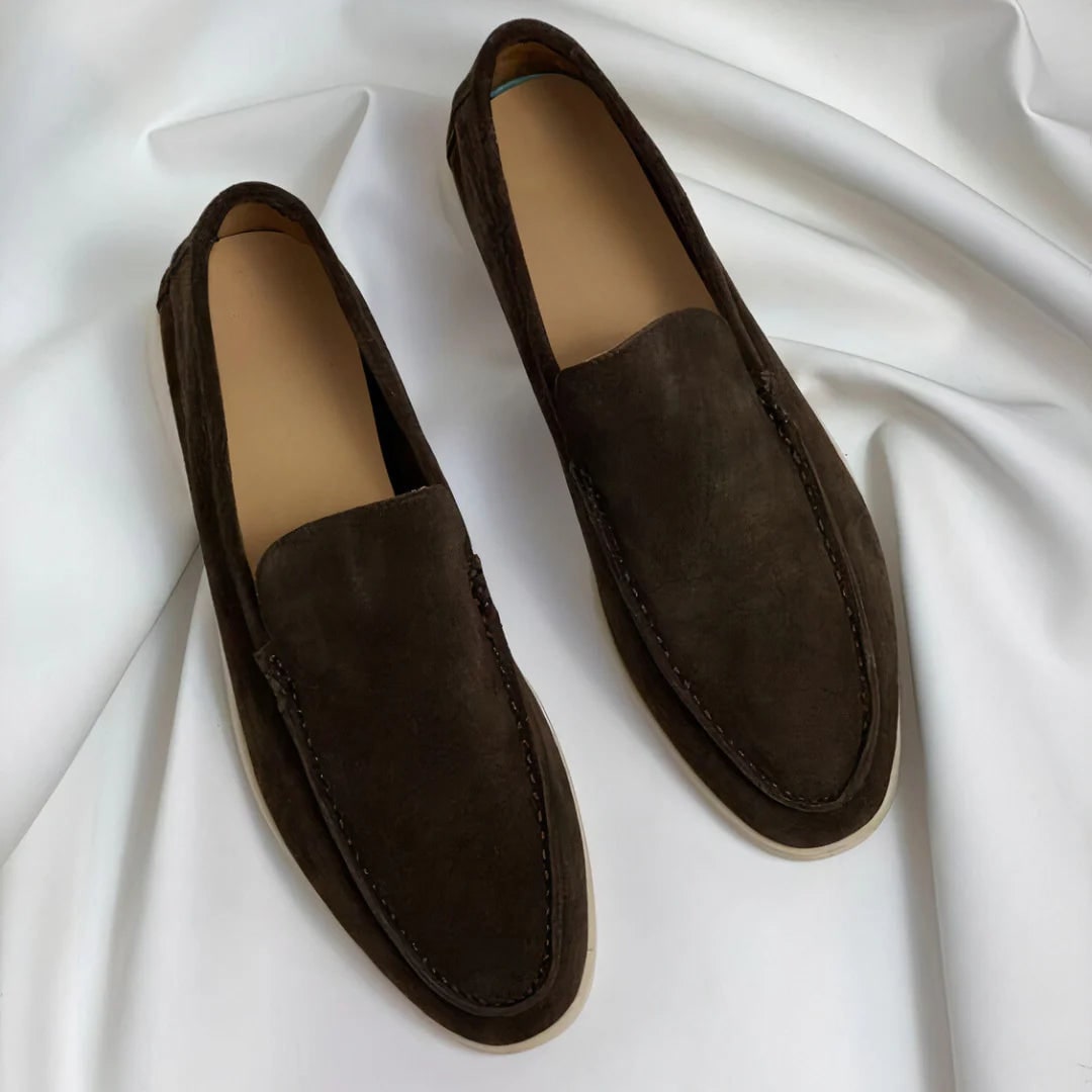 Men's Suede Slip-On Loafers Casual with Sole and Contrast Stitching - Image 4