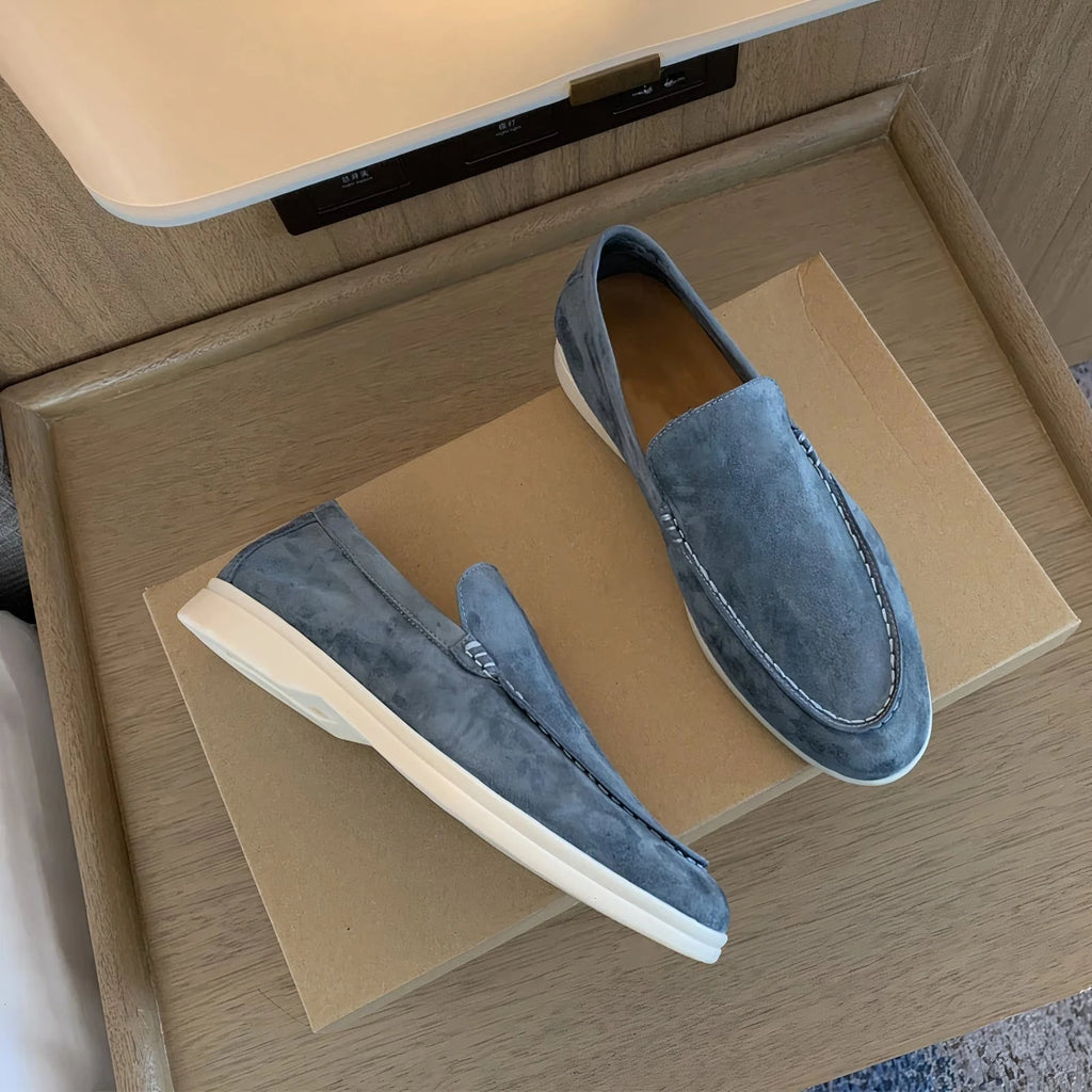 Men's Suede Slip-On Loafers Casual with Sole and Contrast Stitching - Image 5
