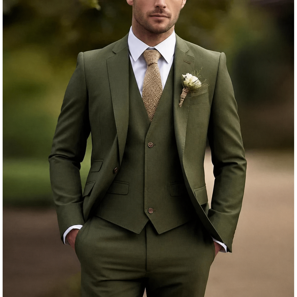 Men's Suit Three Piece Slim Fit Jacket with Vest and Dress Trousers Double Breasted - Image 1