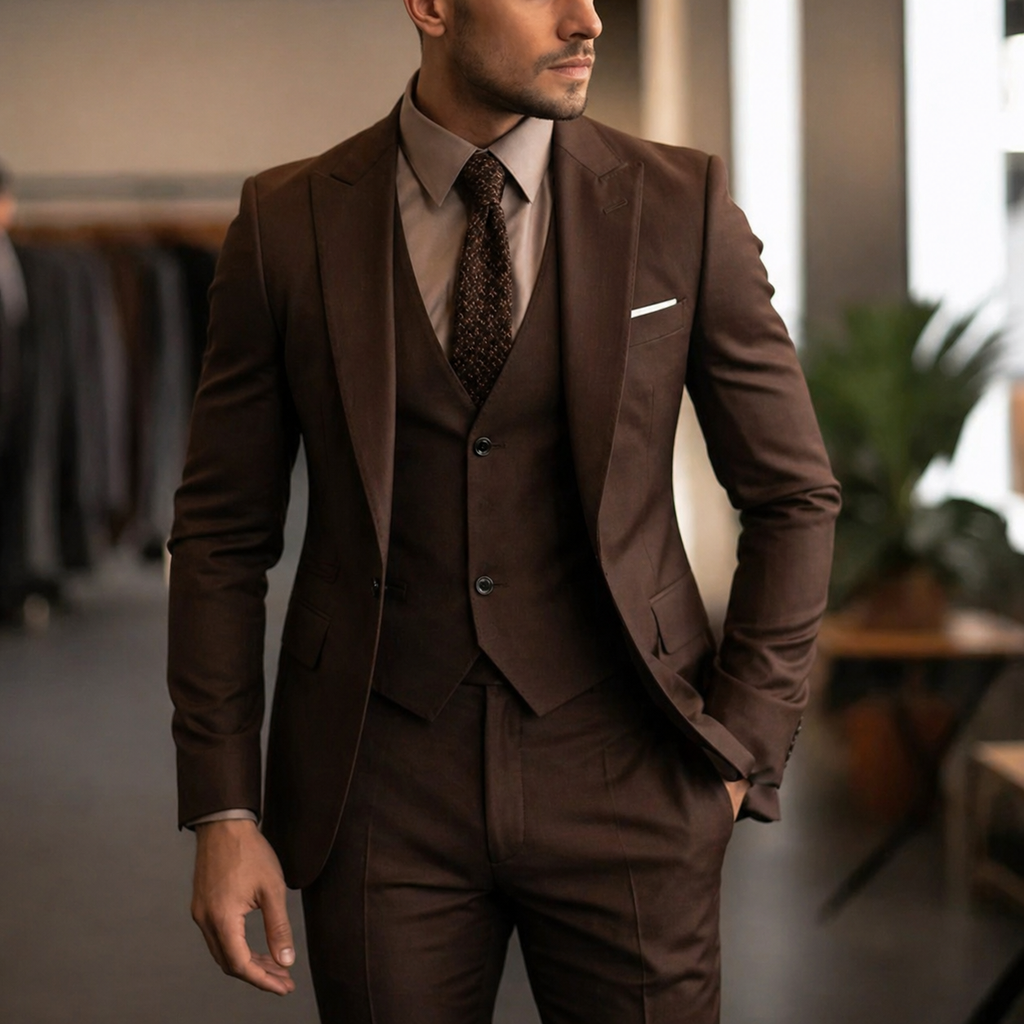 Men's Suit Three Piece Slim Fit Jacket with Vest and Dress Trousers Double Breasted - Image 10