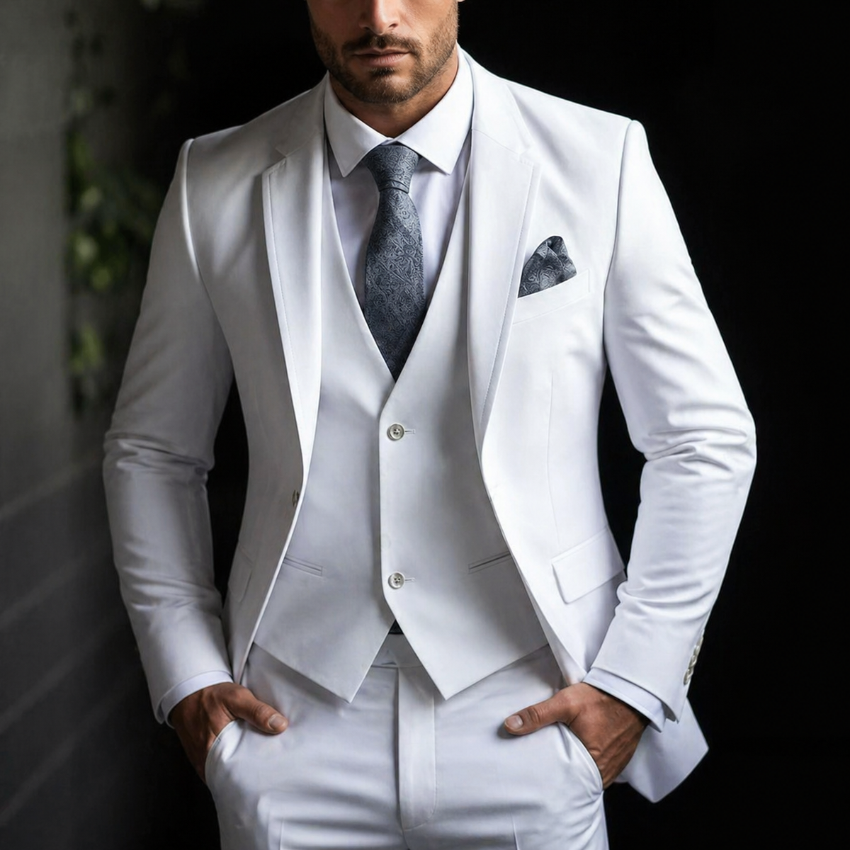 Men's Suit Three Piece Slim Fit Jacket with Vest and Dress Trousers Double Breasted - Image 11