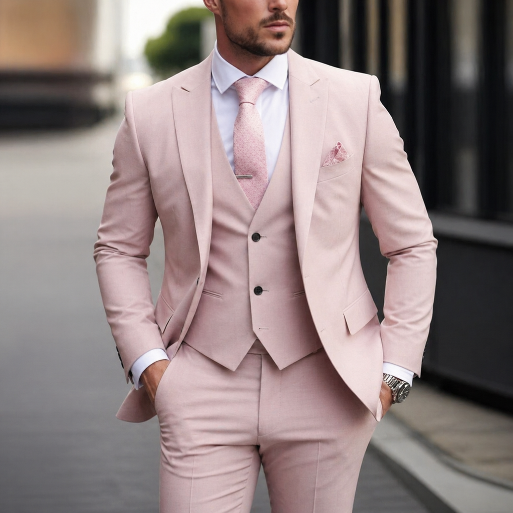 Men's Suit Three Piece Slim Fit Jacket with Vest and Dress Trousers Double Breasted - Image 12