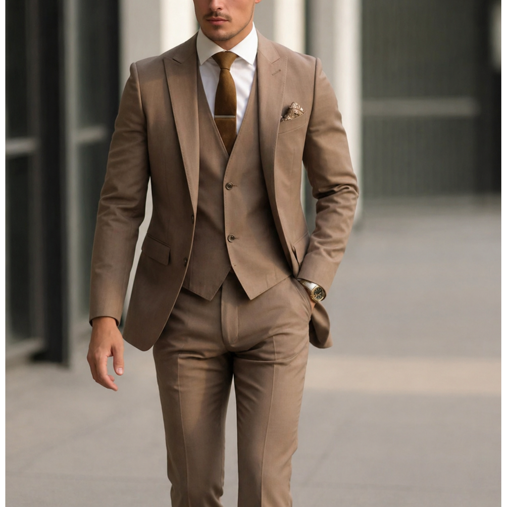 Men's Suit Three Piece Slim Fit Jacket with Vest and Dress Trousers Double Breasted - Image 2