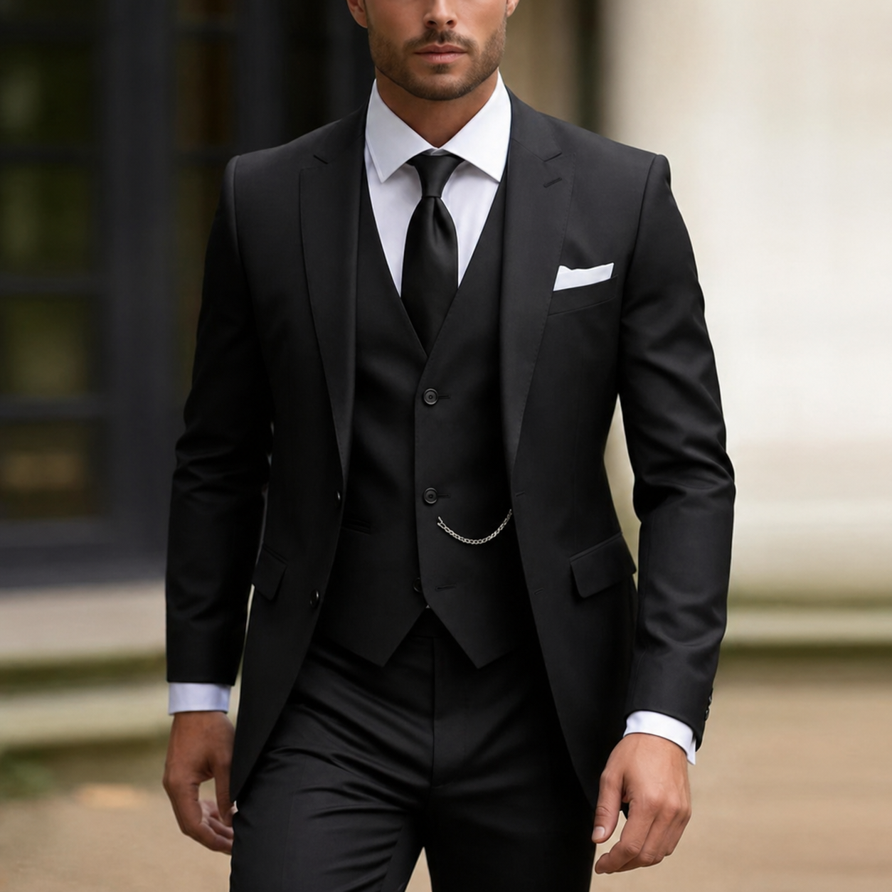 Men's Suit Three Piece Slim Fit Jacket with Vest and Dress Trousers Double Breasted - Image 4