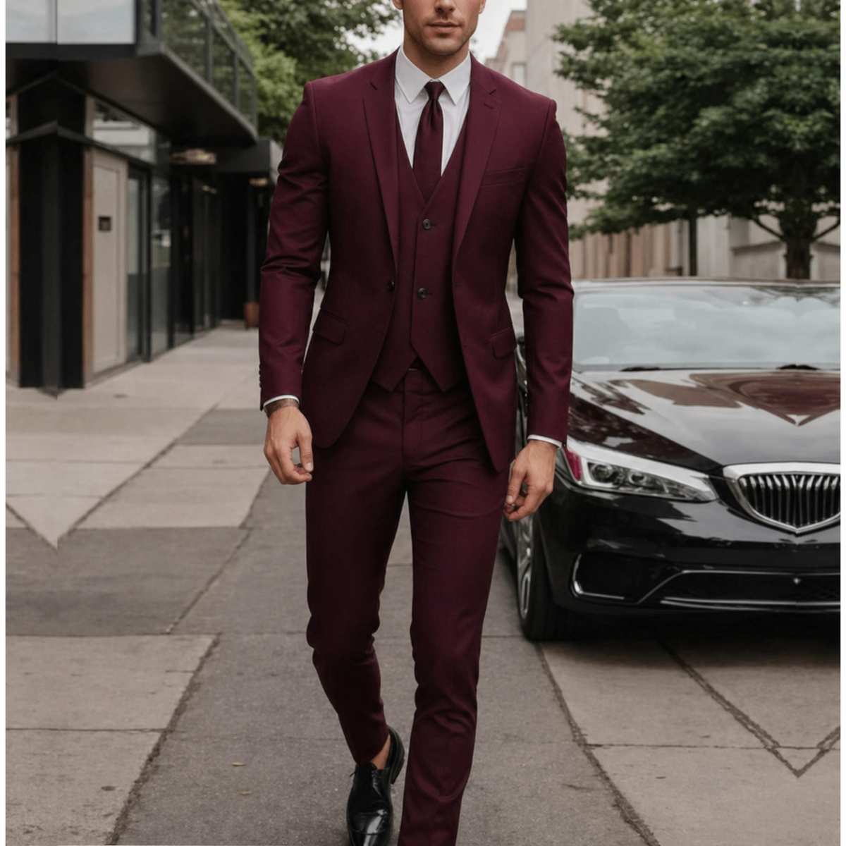 Men's Suit Three Piece Slim Fit Jacket with Vest and Dress Trousers Double Breasted - Image 5