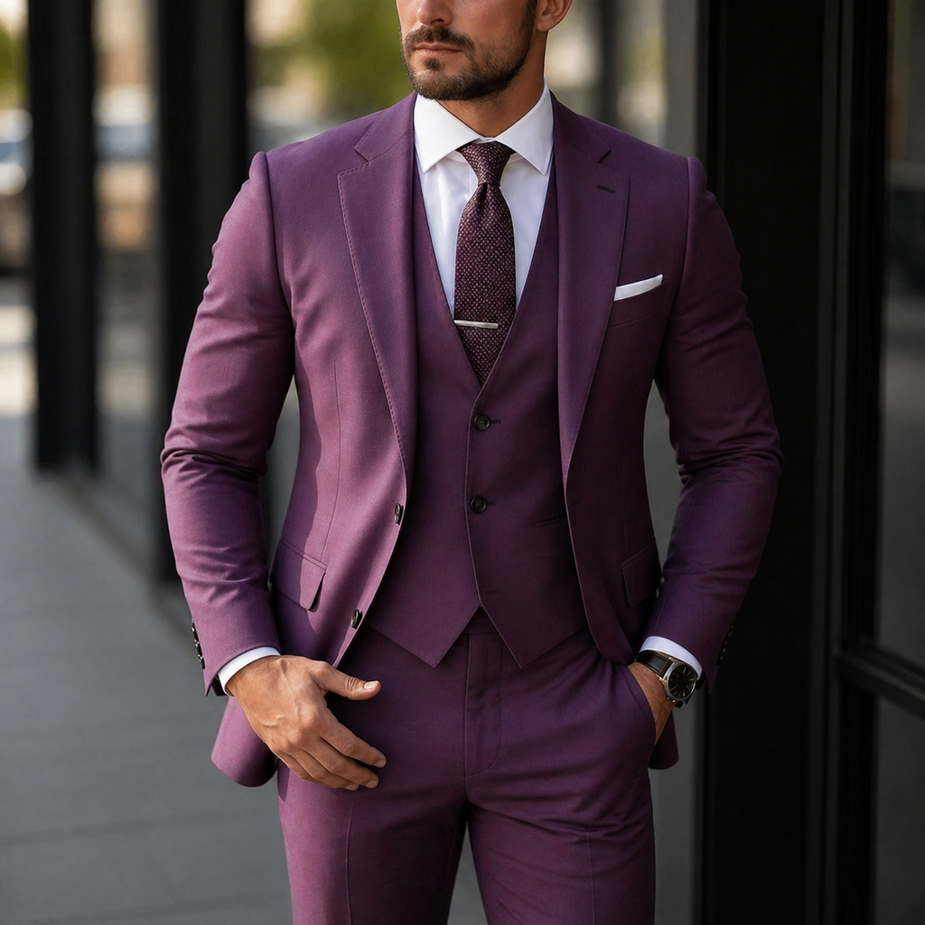Men's Suit Three Piece Slim Fit Jacket with Vest and Dress Trousers Double Breasted - Image 6