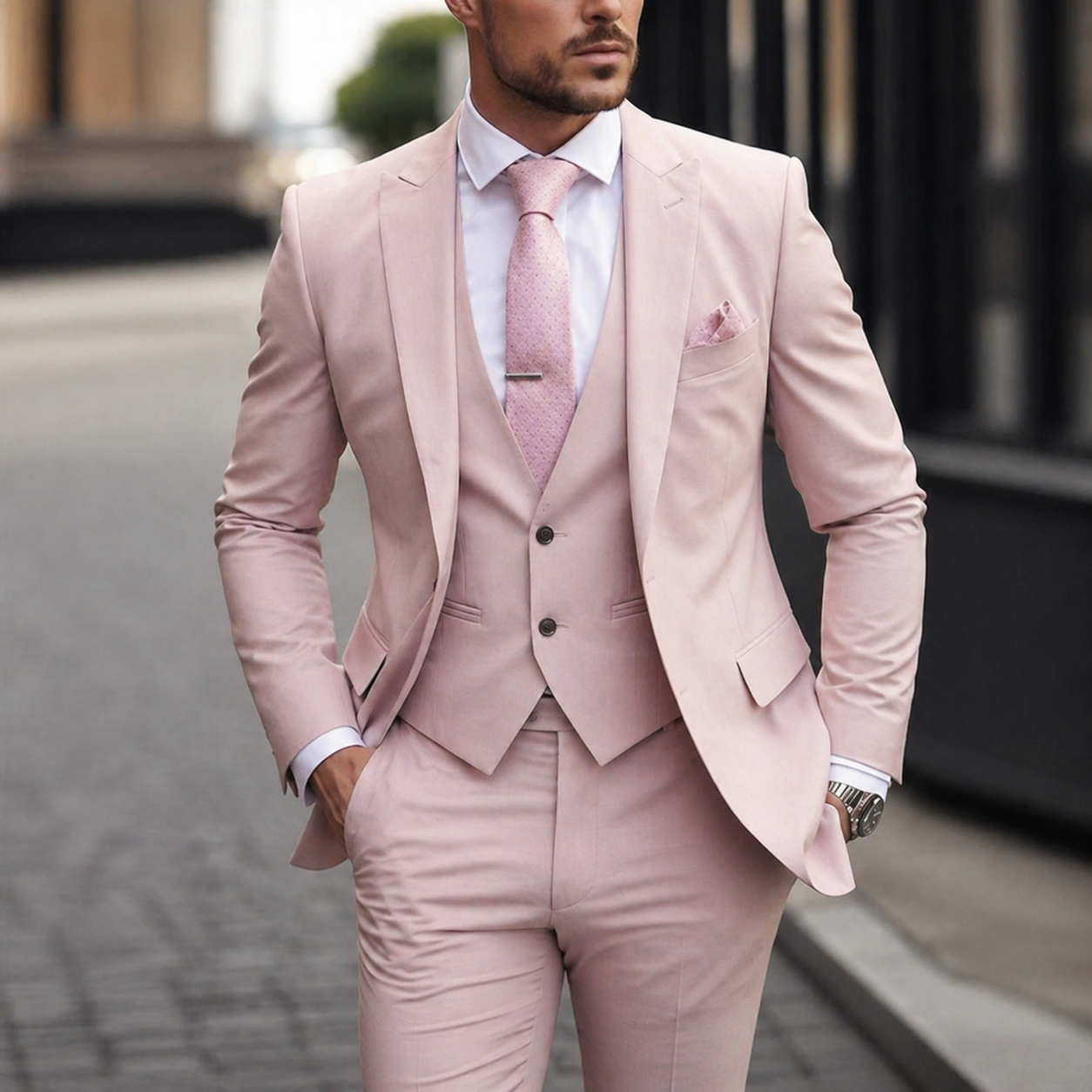 Men's Suit Three Piece Slim Fit Jacket with Vest and Dress Trousers Double Breasted - Image 7