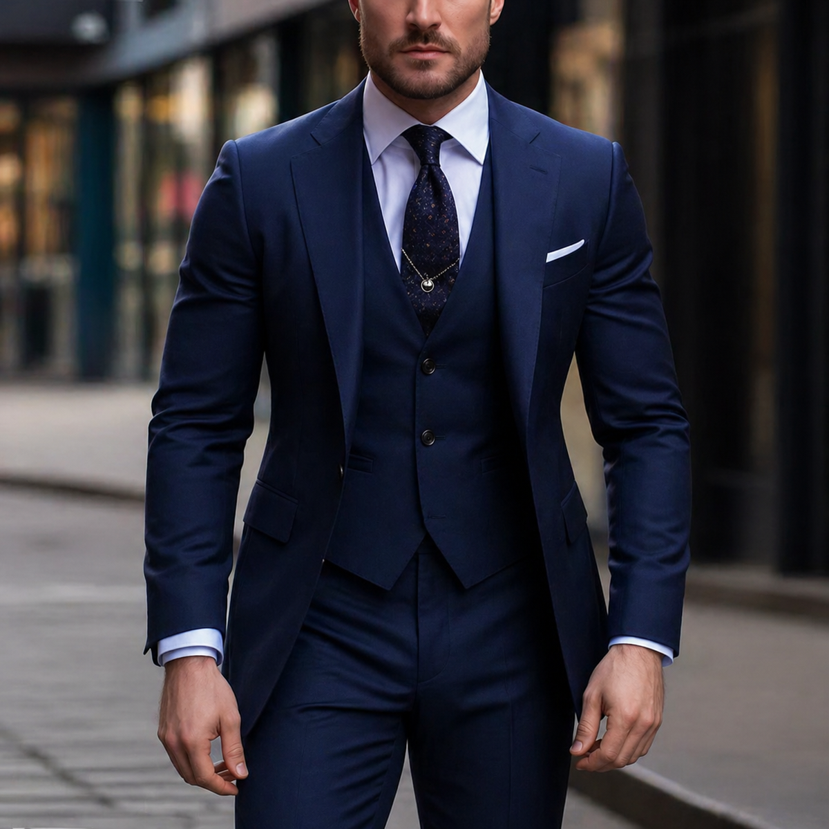 Men's Suit Three Piece Slim Fit Jacket with Vest and Dress Trousers Double Breasted - Image 8