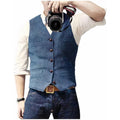 Men's Suit Vest Waistcoat Tweed with V-Neck Five Button Closure - Image 1